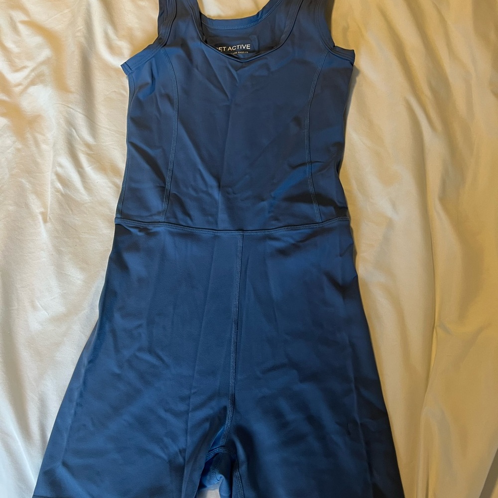 Set Active Blue Sleeveless Jumpsuit